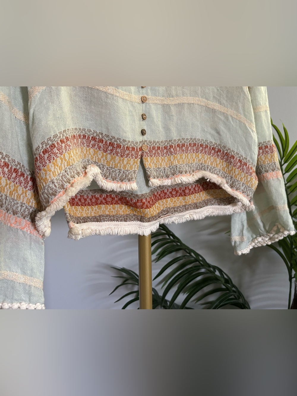 Zara Pastel Striped Button-Front Blouse - Picture 4 of 15